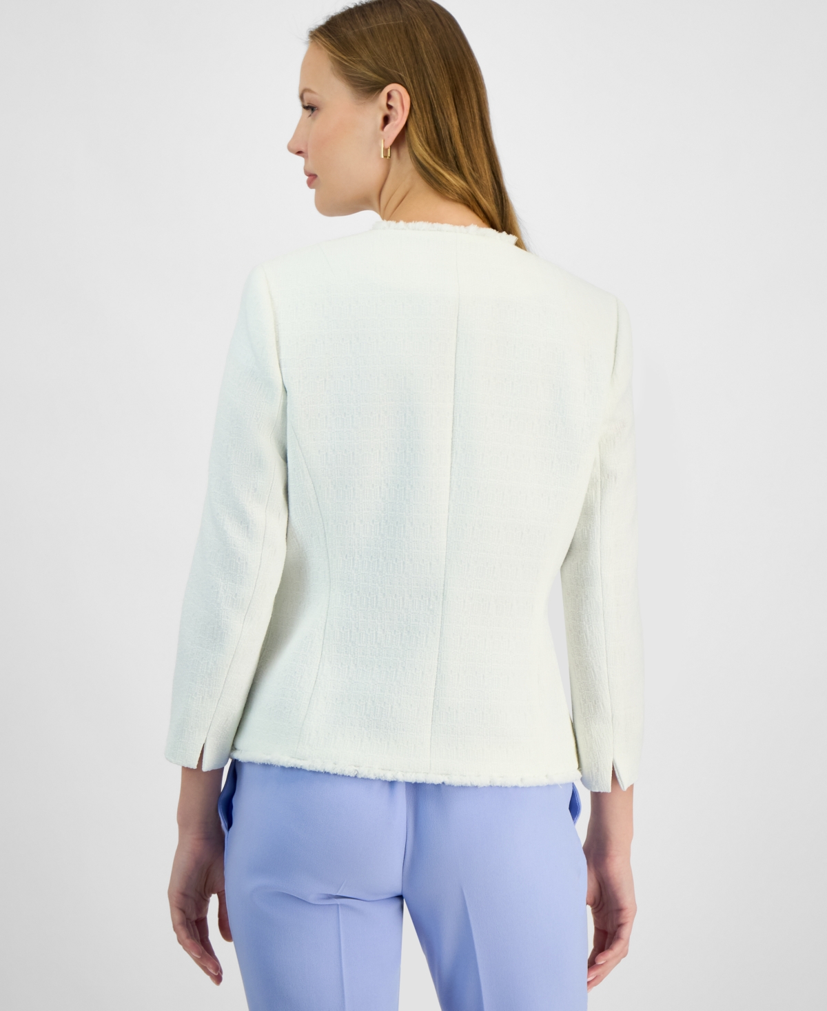 Kasper Women's Tweed One-Button Fringe Blazer, Petite & Regular Sizes