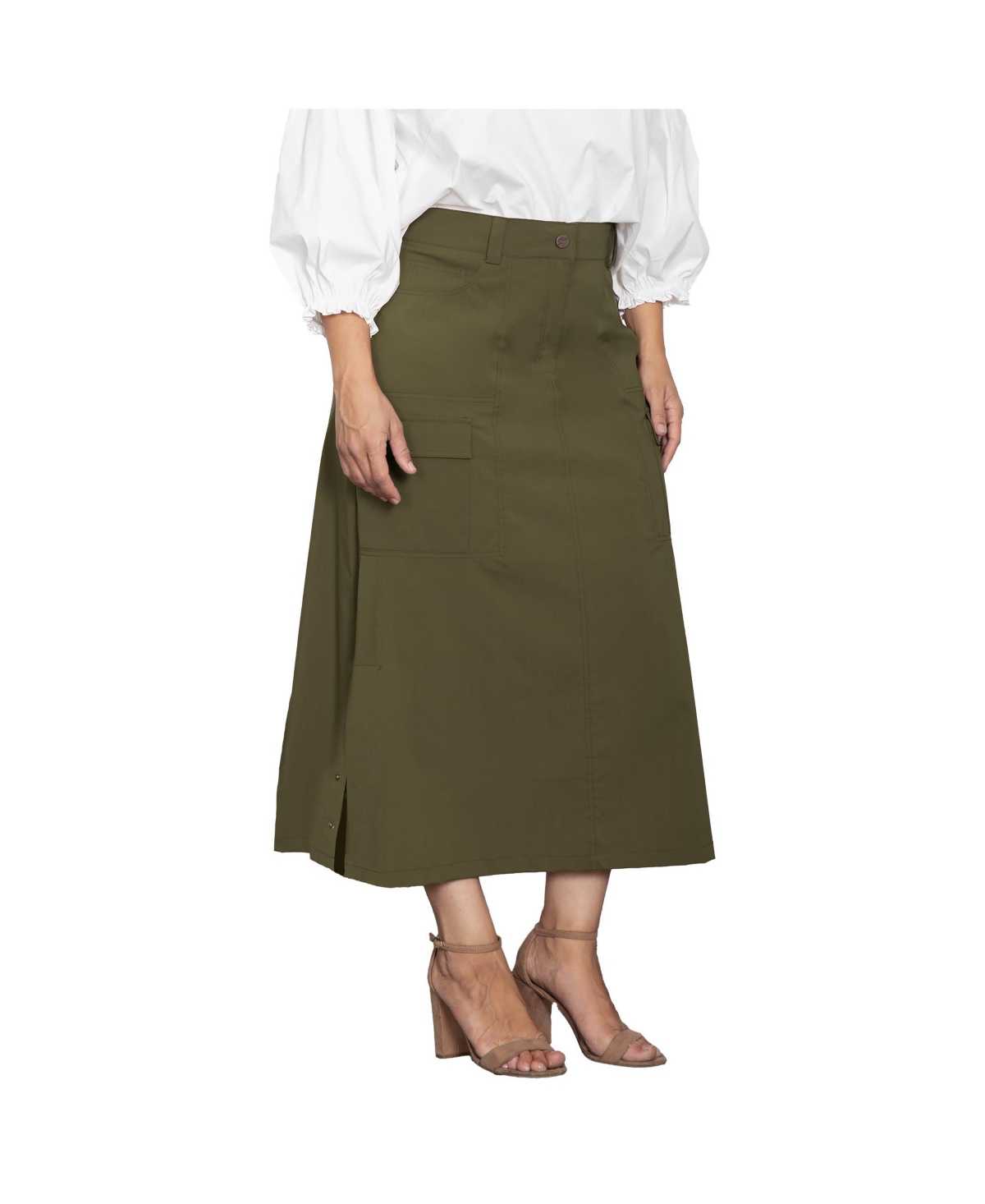 Women's A-Line Cargo Pocket Skirt - Olive