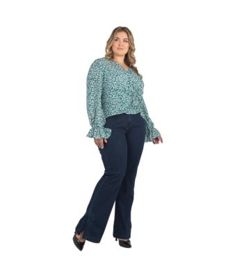 Women's High Waist Split Hem Flared Jeans