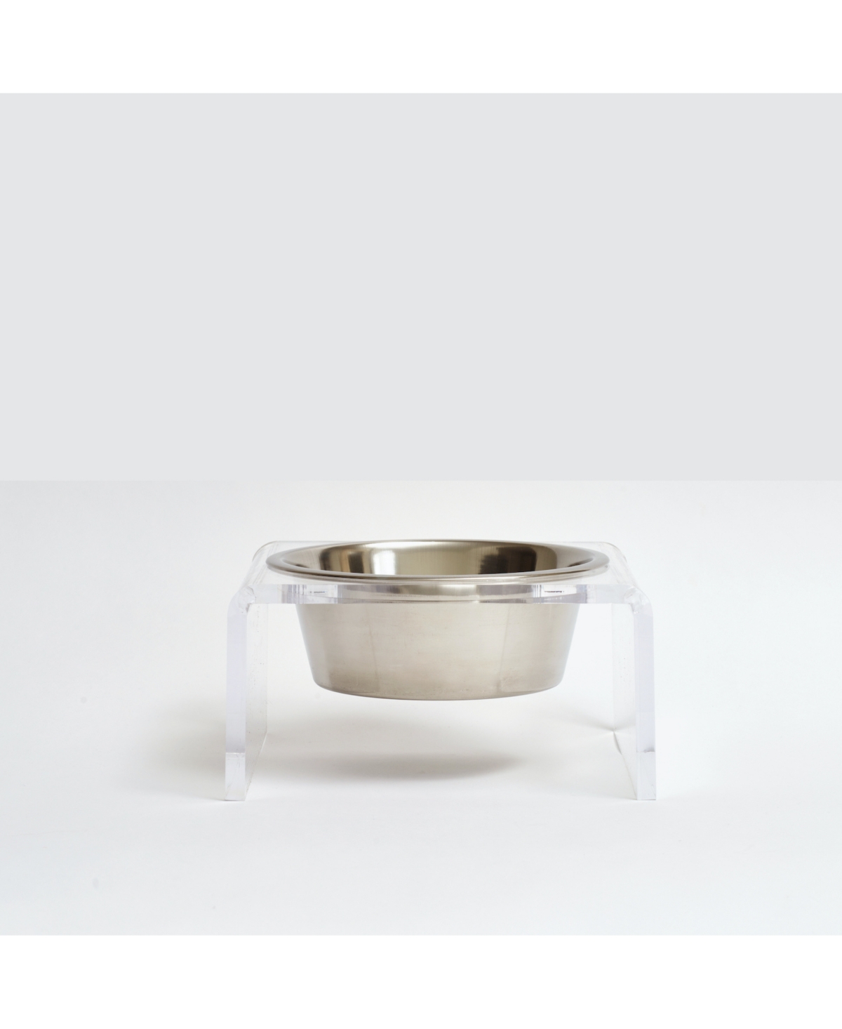 Clear Single Dog Bowl Feeder with Gold Bowl - Silver