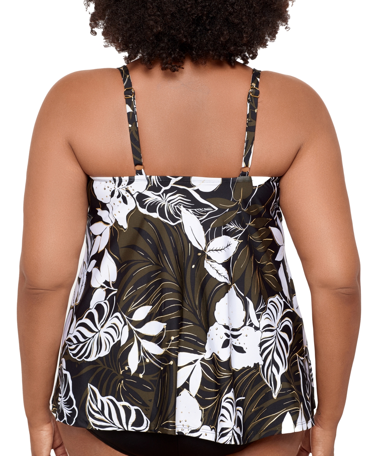 Miraclesuit Plus Size Elle Dorado Love Knot Underwired Tankini Top In Black Multi