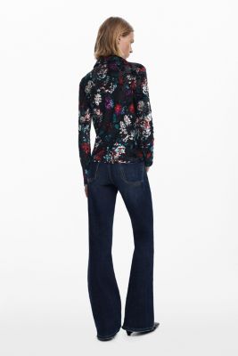 Women's Buttoned floral tulle T-shirt