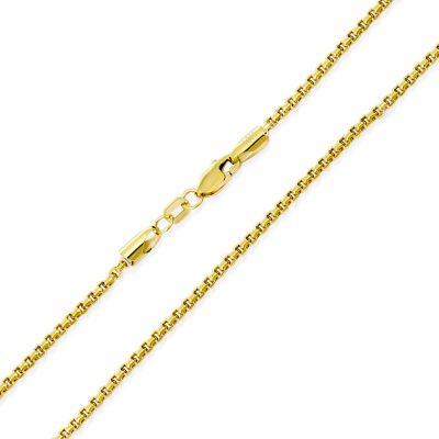 Fine Solid Yellow 10K Gold Strong  Box Chain Necklace Medium 100 Gauge Lobster Claw Clasp 16,18,20,22,24 Inch