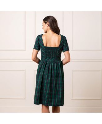 Women's Organic Short Sleeve Holiday Dress with Waist Sash