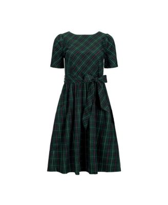 Women's Organic Short Sleeve Holiday Dress with Waist Sash