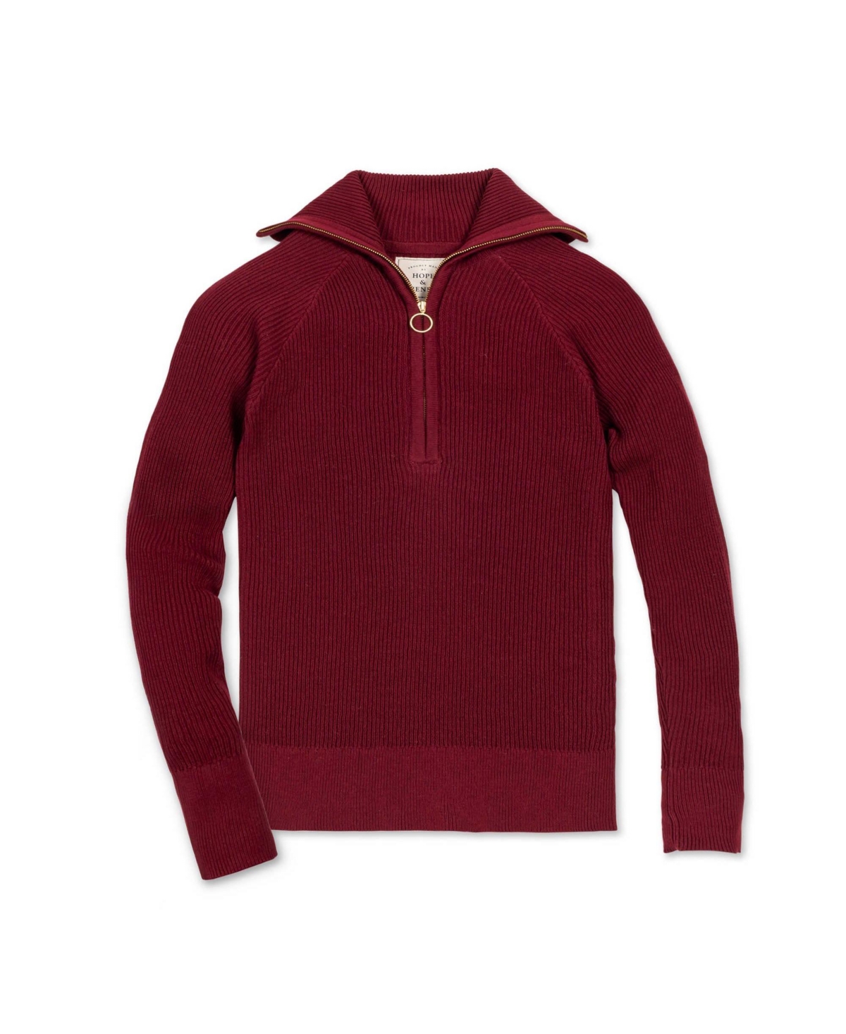 Hope & Henry Women's Organic Long Sleeve Fine Gauge Rib Knit Half Zip Sweater