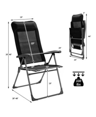 2 Pieces Portable Patio Folding Dining Chairs with Headrests Adjust