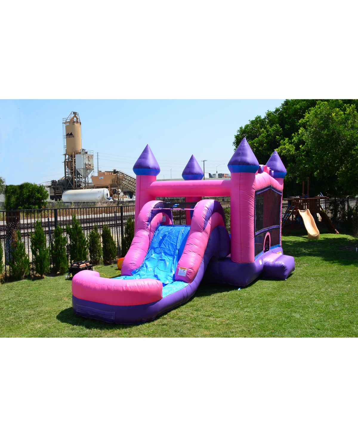 JumpOrange Commercial Grade Inflatable Pricess Bricks Athletic Bounce House with Slide Combo and Blower, Party Combo Moonwalk, 100% Pvc Vinyl - Open