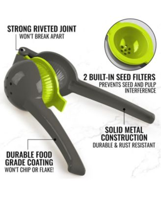 2-in-1 Metal Manual Lemon Squeezer – Sturdy Hand Juicer for Max Extraction