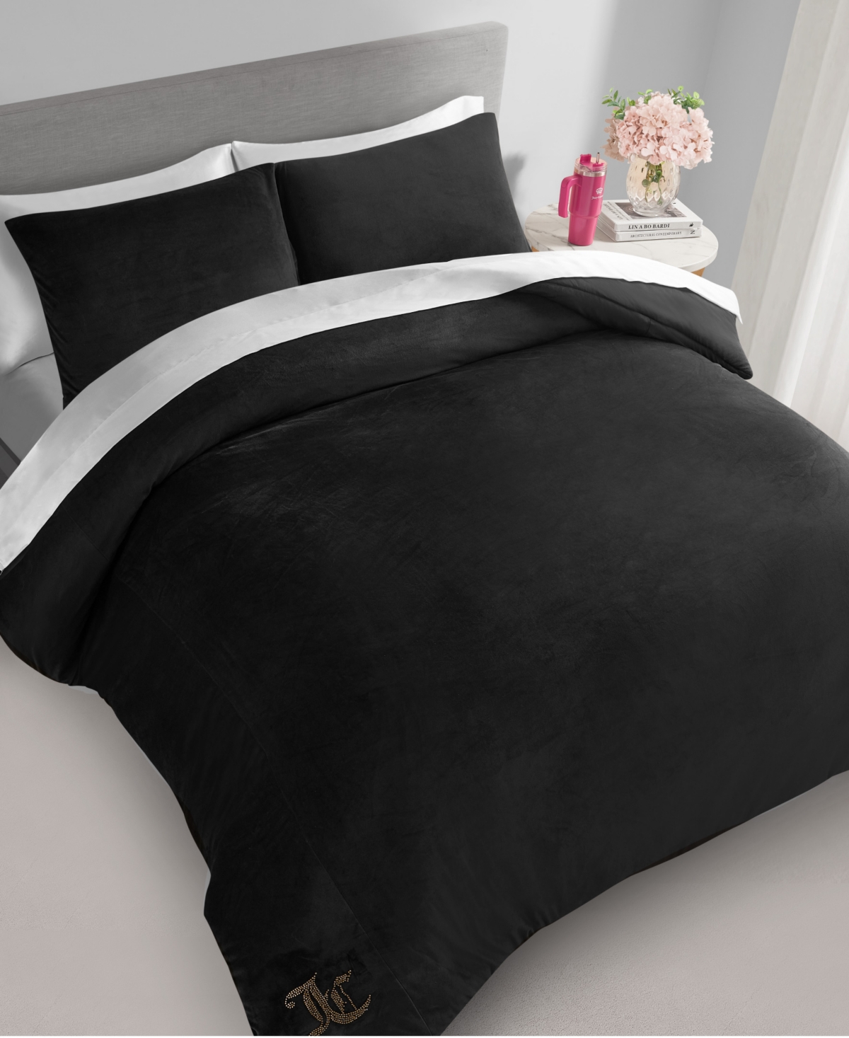 Shop Juicy Couture Velour 3-pc. Comforter Set, Full/queen In Black