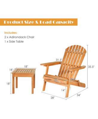 3 Pieces Adirondack Conversation Sets with Widened Armrest