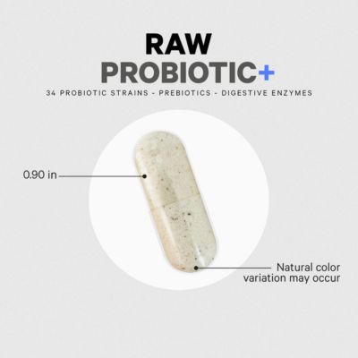 Raw Probiotic+ 100 Billion CFU, Digestive Enzymes, Raw Fruits & Vegetable Prebiotics, 30 ct