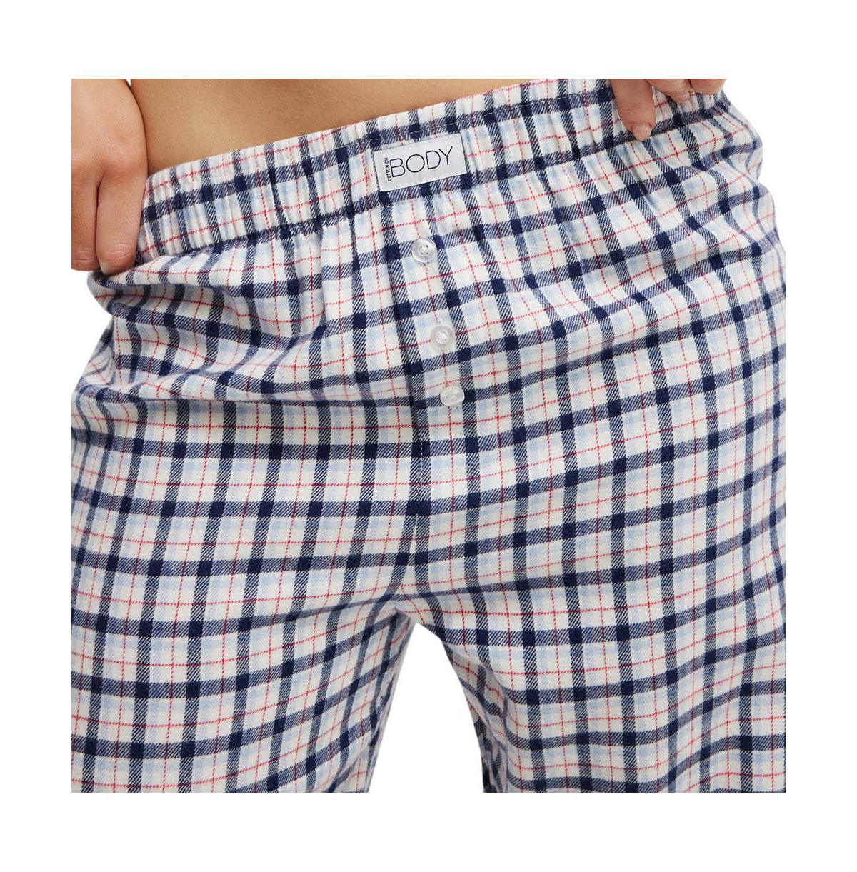 Cotton On Women's Flannel Boyfriend Boxer Pant -blue