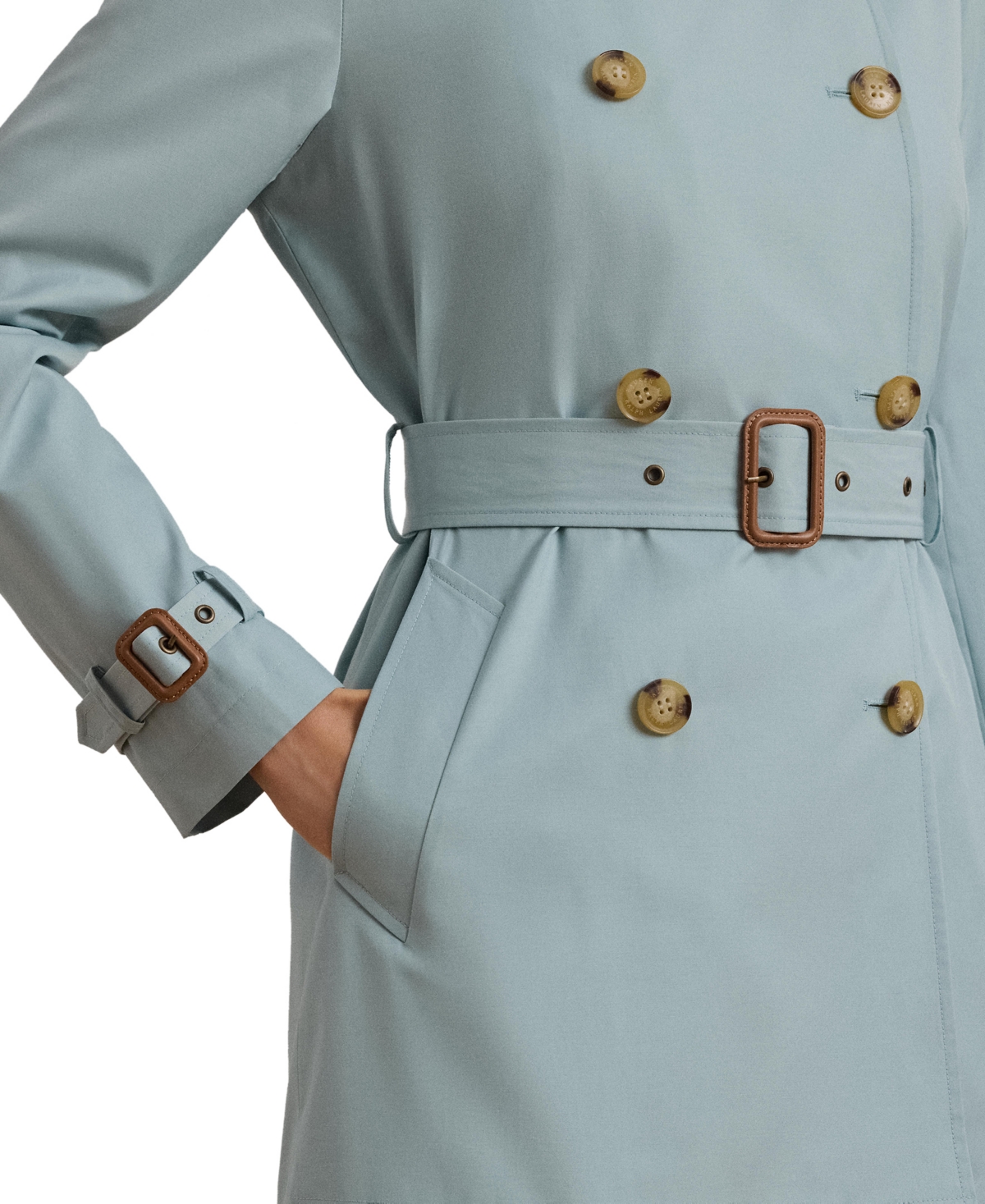 RALPH LAUREN WOMEN'S SHORT DOUBLE-BREASTED BELTED TRENCH COAT 