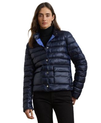 Petite Snap-Front Stand-Collar Packable Coat