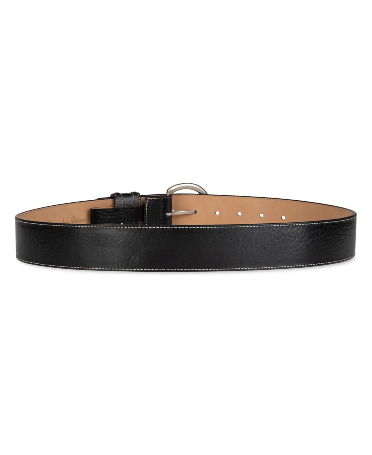 Shop Sam Edelman Women's Glossy Pebble Grain Textured Leather Belt In Black
