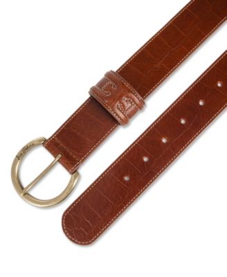Women's Glossy Pebble Grain Textured Leather Belt