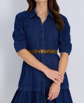 Women's Double-E Plaque Buckle Exotic Print Belt