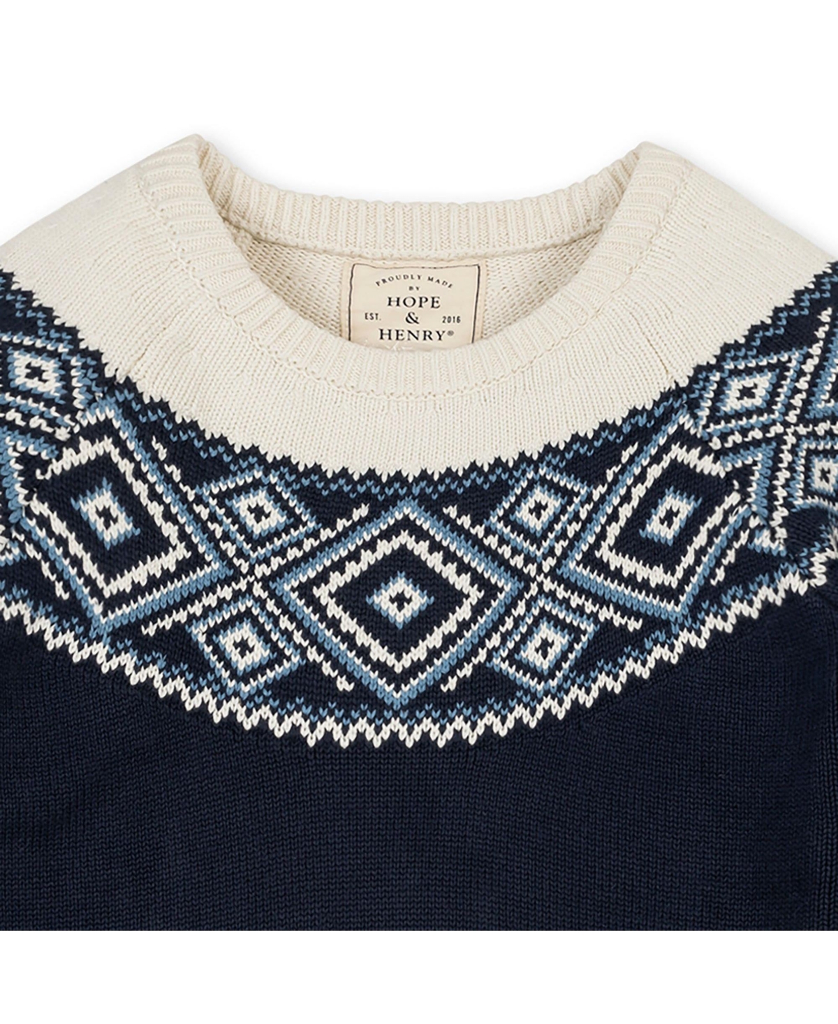 Hope & Henry Women's Organic Long Sleeve Fair Isle Raglan Sweater