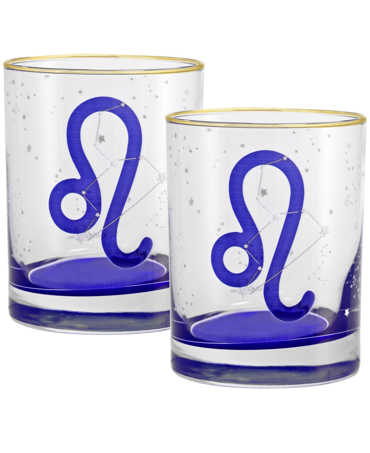 Culver Leo Zodiac Double Old-fashioned Glass, Set Of 2 In Blue