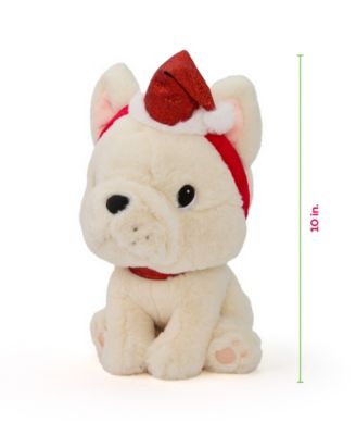 10" French Bulldog with Christmas Hat Plush Toy, Created for Macy's