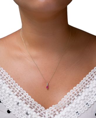 2-Pc. Set Lab-Created Ruby (3/4 ct. t.w.) & Diamond (1/20 ct. t.w.) Emerald-Cut Pendant Necklace & Ring in 14k Gold-Plated Sterling Silver