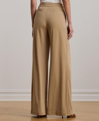 Women's Pleated Stretch Jersey Wide-Leg Pants, Regular & Petite