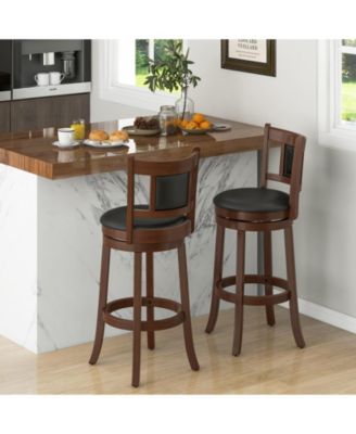 30.5 Inch Upholstered Bar Stools Set of 2 with Curved Backrest and Footrest