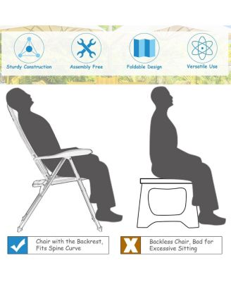 2 Pieces Outdoor Folding Patio Chairs with Adjustable Backrests for Bistro and Backyard