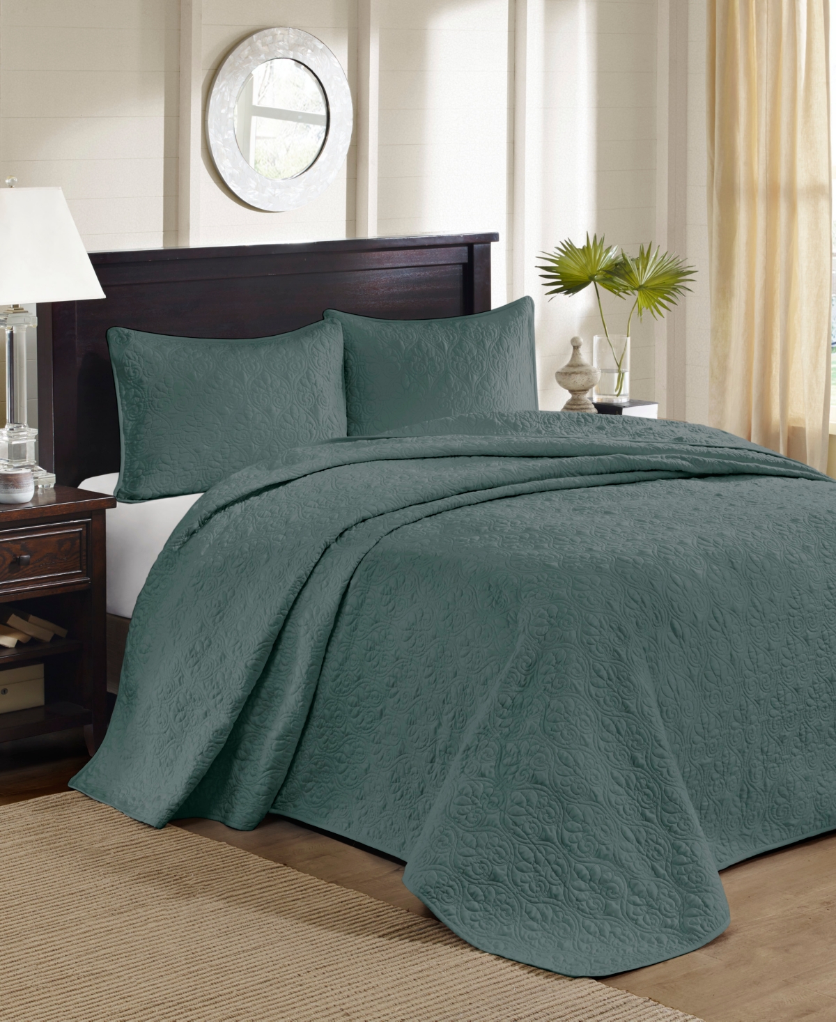 Madison Park Quebec Quilted 3-pc. Bedspread Set, King In Balsam Green