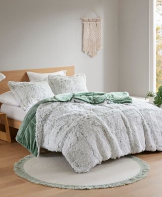Malea Shaggy Faux-Fur 3-Pc. Comforter Set, Full/Queen