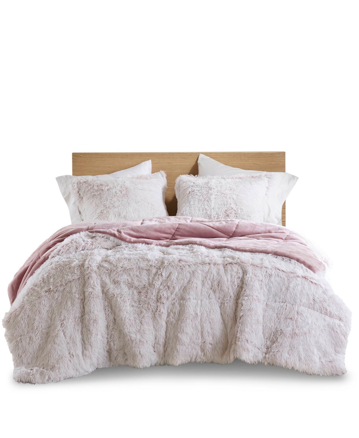 Intelligent Design Malea Shaggy Faux-fur 2-pc. Comforter Set, Twin/twin Xl In Pink,white