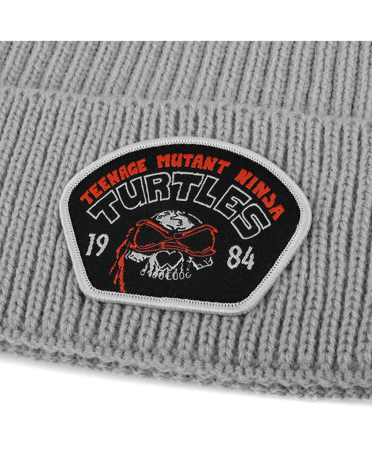 Teenage Mutant Ninja Turtles Men's Raphael Skull PatchRibbed Knit Beanie - Gray