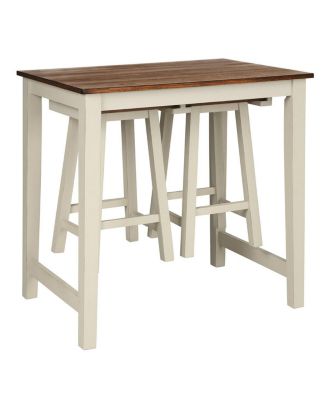 Counter Height Pub Table with 2 Saddle Bar Stools