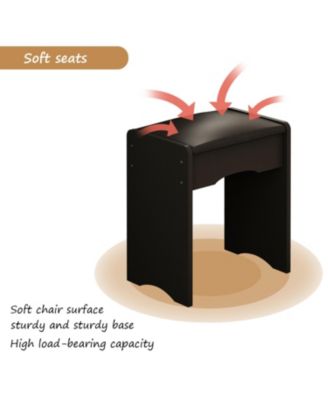 5-Drawers White Makeup Vanity Table Wooden Dressing Desk With Mirror and 3-Tier Storage Shelves