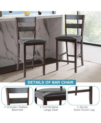 2-Pieces Upholstered Bar Stools Counter Height Chairs with PU Leather Cover