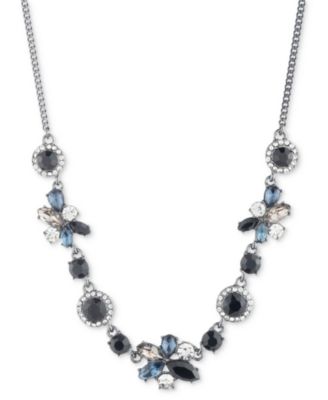 Givenchy - Stone, Crystal Halo, & Cluster Collar Necklace, 16" + 3" extender