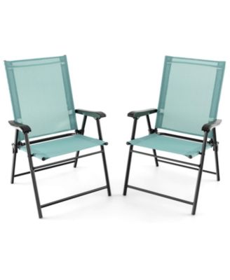 Patio Dining Chair Set of 2 with Armrests and Metal Frame