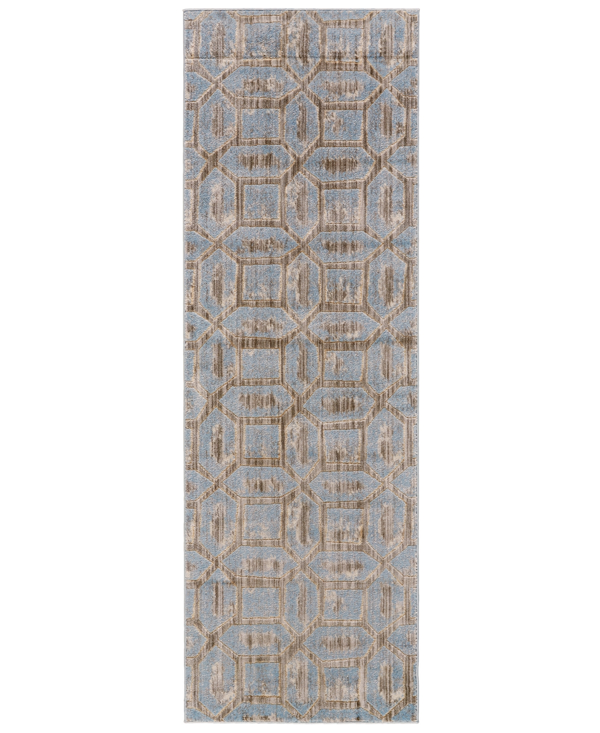 Shop Feizy Milton 3472f 2'7''x8' Runner Area Rug In Blue,taupe