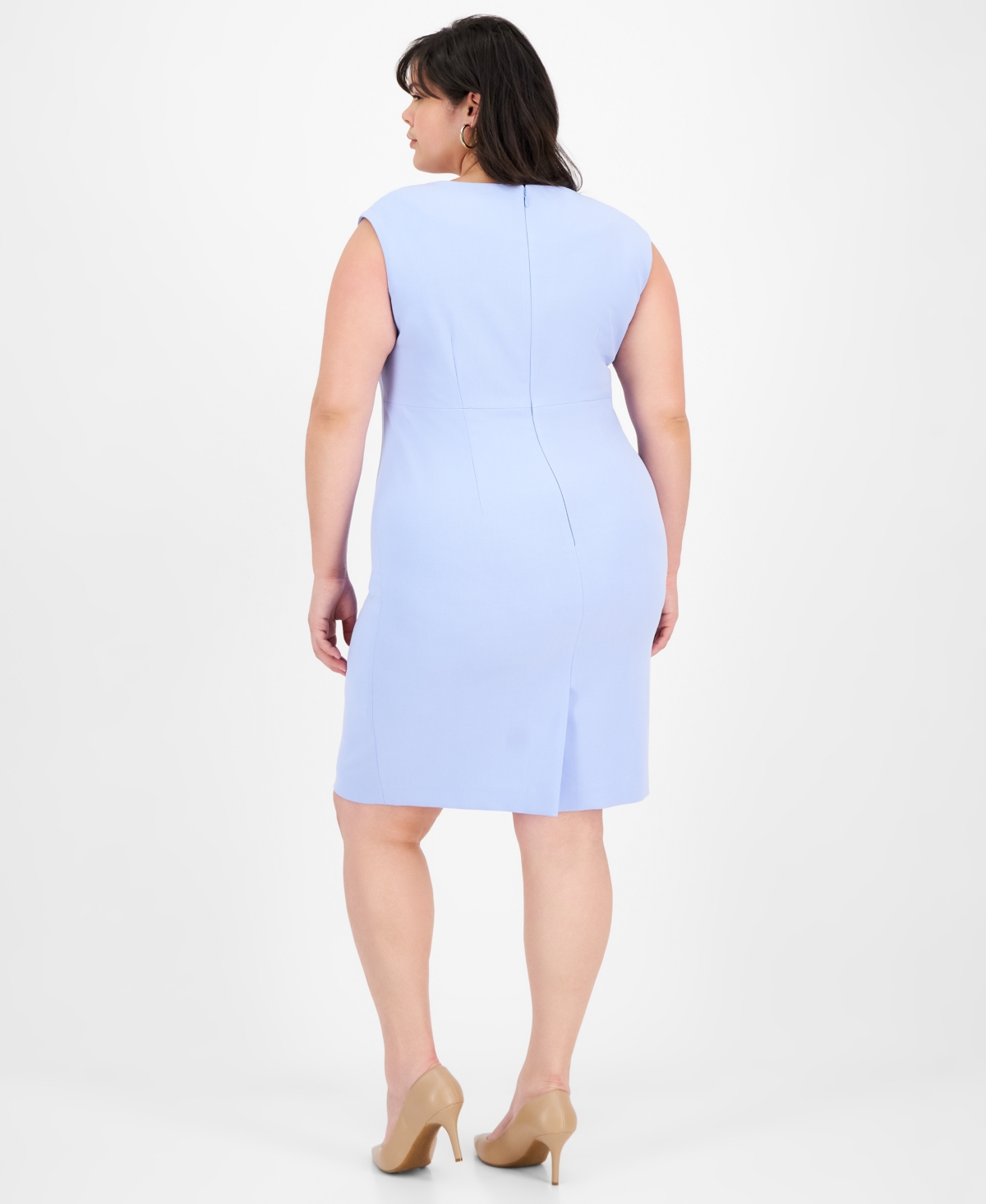 Kasper Plus Size Sleeveless V-neck Sheath Dress In California Sky
