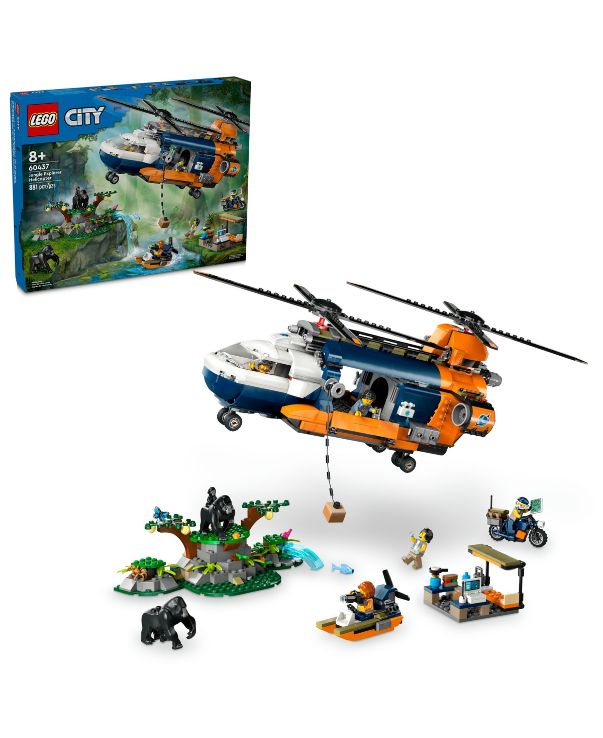 LEGO CITY JUNGLE EXPLORER HELICOPTER AT BASE CAMP SET 60437 