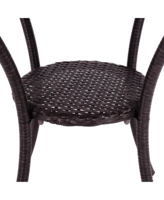 Round Rattan Wicker Coffee Table with Lower Shelf