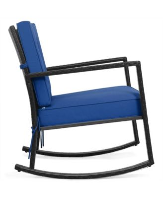 Patio Rattan Rocker Outdoor Glider Rocking Chair Cushion Lawn
