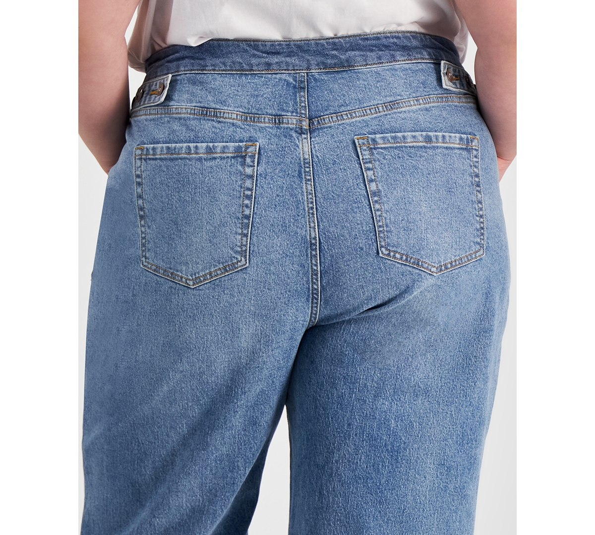 Bar Iii Trendy Plus Size High-rise Wide-leg Light-wash Jeans, Exclusively At Macy's In Throne