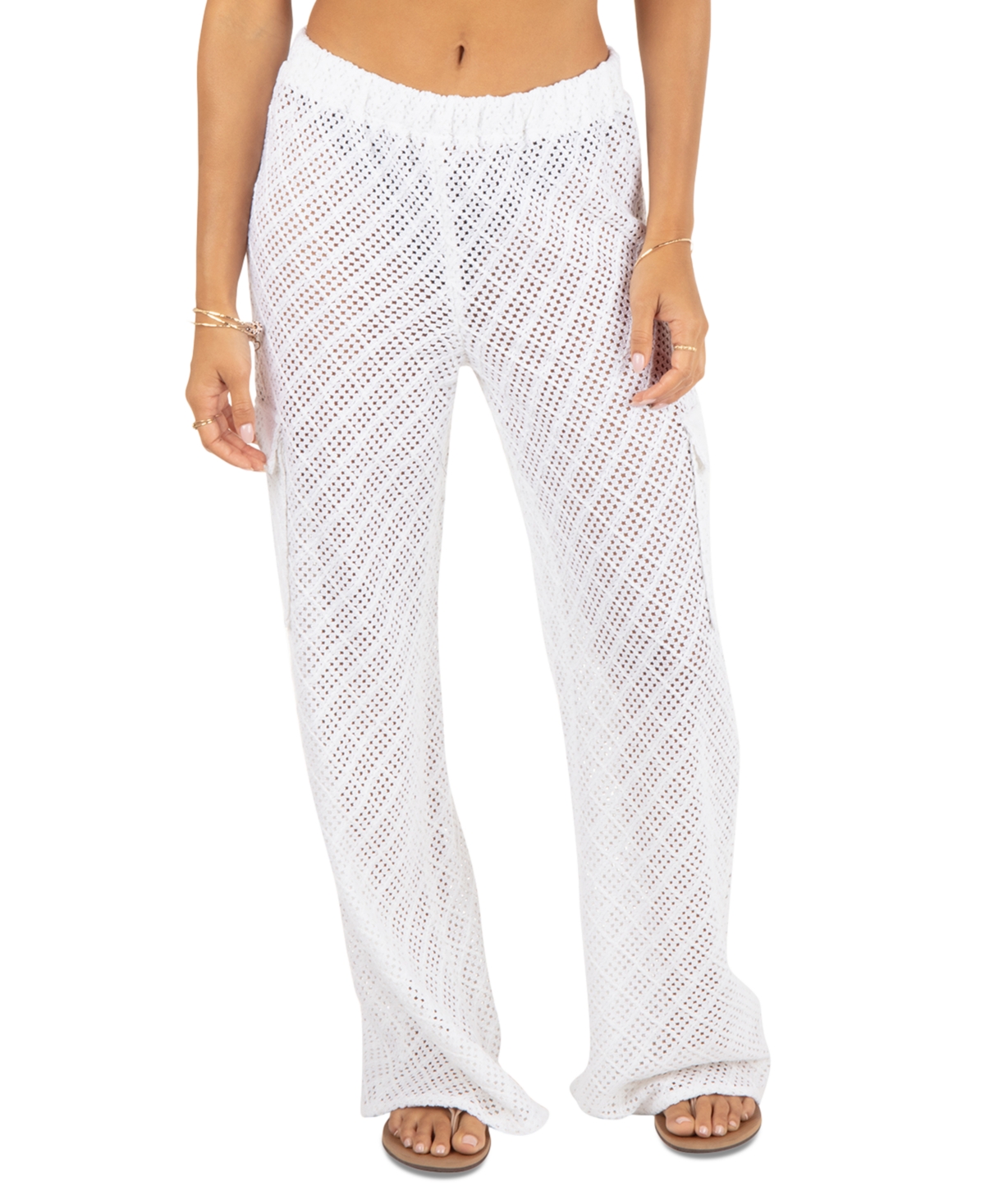 HURLEY JUNIORS' COTTON CROCHET CARGO BEACH PANTS 