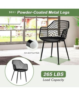 Set of 4 Heavy Duty Modern Dining Chair with Airy Hollow Backrest
