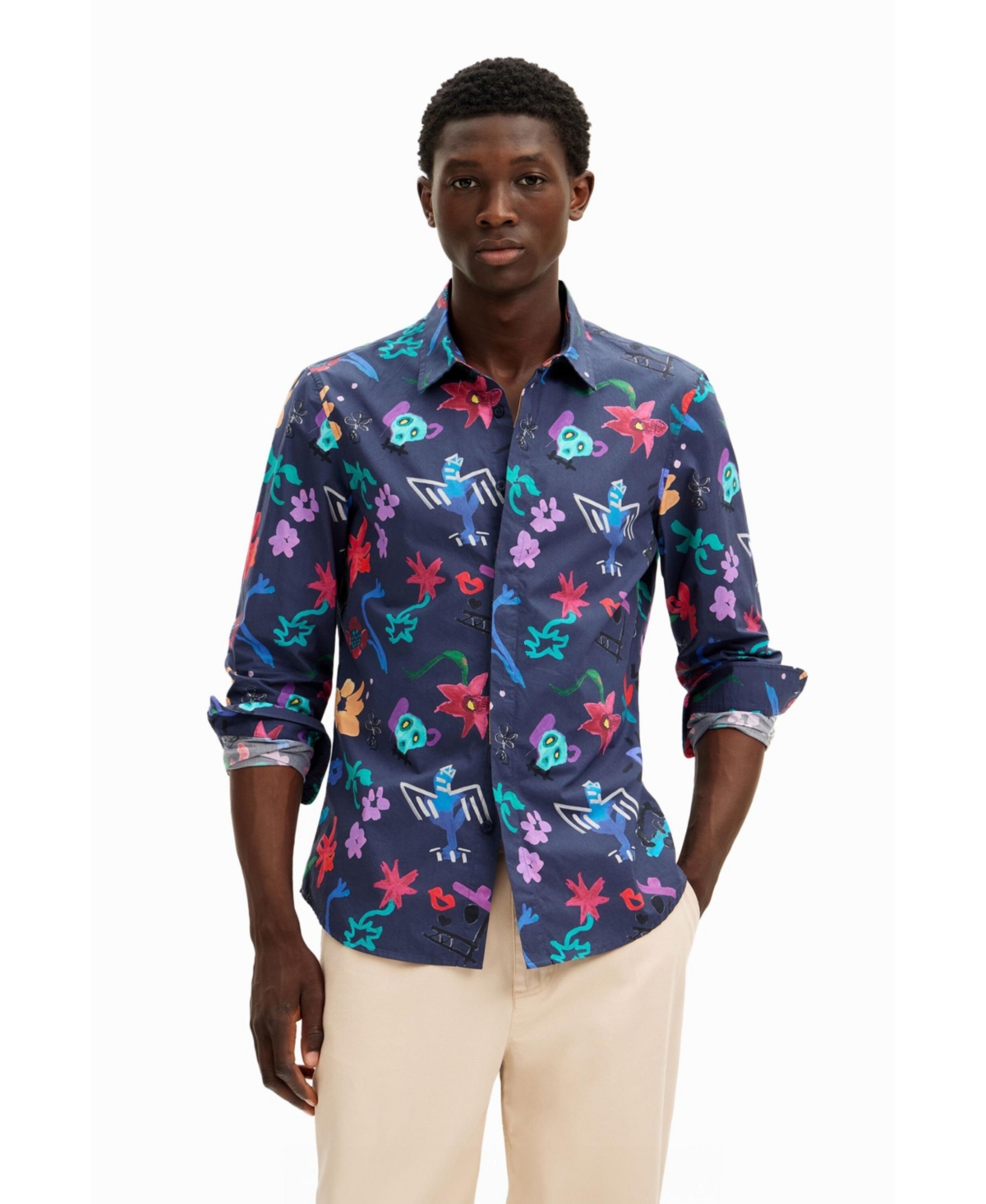 Men's Floral print shirt - Navy blue