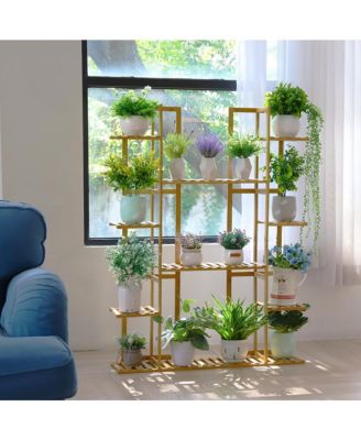 Garden Potted Flower Plant Stand 9 Tier Wood Corner Display Shelf Shelving Rack