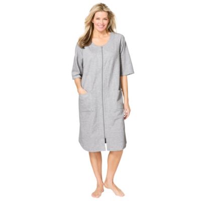 Women's Short French Terry Zip-Front Robe