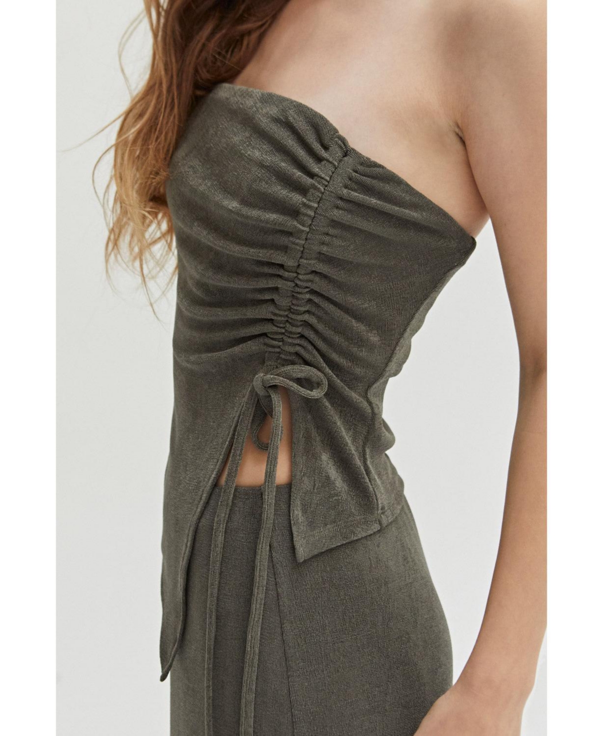 Crescent Women's Tajai Tube Top and Maxi Skirt Two Piece Set - Green + olive